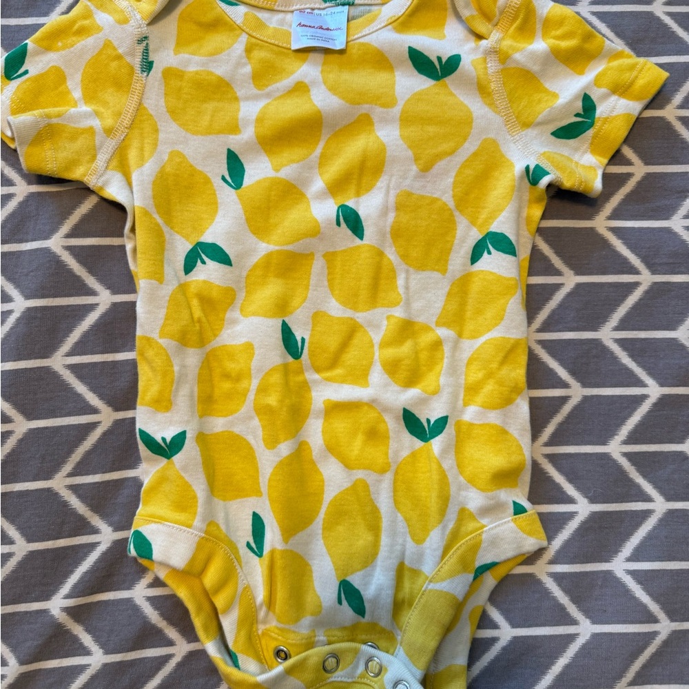 Hanna Andersson Yellow and Green Bodysuit with Lemon Print